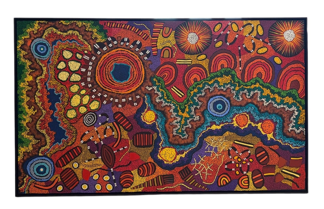 Damien & Yilpi Marks: "My Country" Vibrant Central Desert Collaborative Dot Painting (1 of 4)