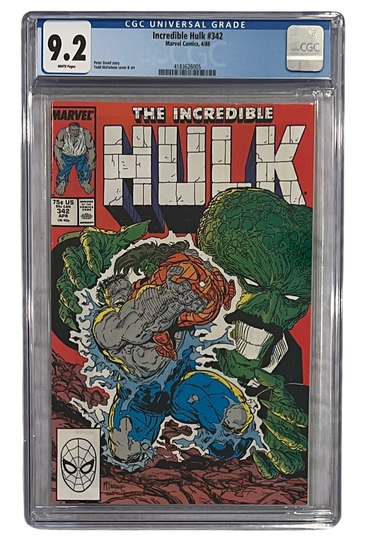 "The Incredible Hulk" #342 (Marvel Comics, 1988) [CGC Graded 9.2]: "The Incredible Hulk" #342 (Marvel Comics, 1988) [CGC Graded 9.2] This CGC 9.2 graded issue features another classic Todd McFarlane cover and interior art from the definitive 1988 run. The storyline d