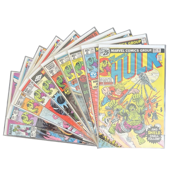 "The Incredible Hulk" Assorted Run #199-292 (Marvel Comics) [Raw Ungraded]: "The Incredible Hulk" Assorted Run #199-292 (Marvel Comics) [Raw Ungraded] This ten-issue assorted lot spans the Bronze and early Copper Ages of the Green Goliath's adventures.