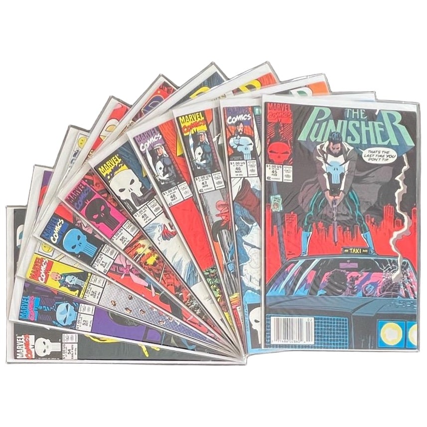 "The Punisher" #45-54 Lot (Marvel Comics, 1991) [Raw Ungraded]: "The Punisher" #45-54 Lot (Marvel Comics, 1991) [Raw Ungraded] A ten-issue sequential run showcasing the early 90s era of the Punisher. The primary highlight of this lot is the
