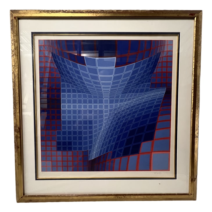 Victor Vasarely | "Galaxy" | Serigraph #84/250 | Signed: Description: A signed limited edition lithograph/serigraph by Victor Vasarely, titled "Galaxy." This piece is numbered 84/250, professionally framed, and ready for display. Artist: Victor Vasarely Tit