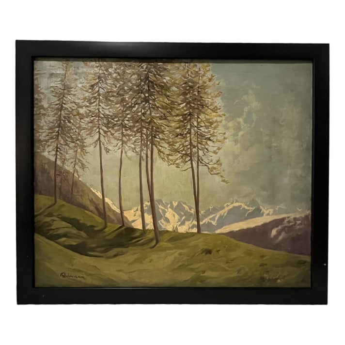 Friedrich Reimann | Untitled | Double-Sided Oil on Canvas: Description: A double-sided oil on canvas painting by Friedrich Reimann. This piece is professionally framed and ready for display. Artist: Friedrich Reimann Title: Untitled Dimensions: Art: 28" H x 3