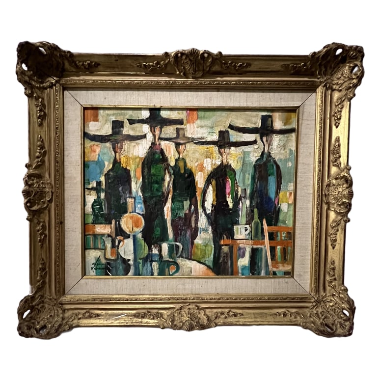 Oliver R. | Abstract | Oil on Canvas: Description: An oil on canvas artwork signed Oliver R. This piece features a highly unique abstract style. It is professionally framed and ready for display. Artist: Oliver R. Title: Abstract Dimensio