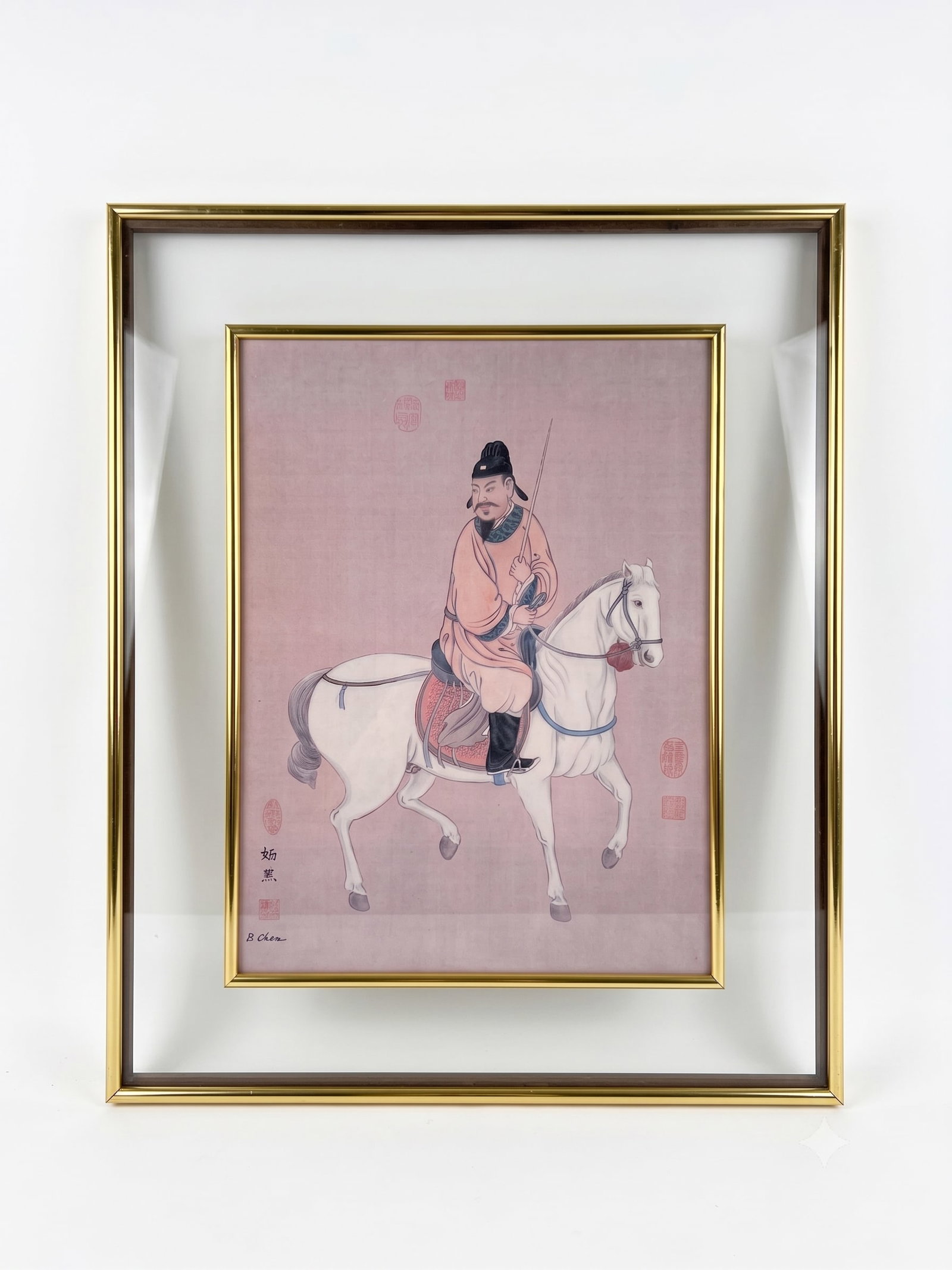 B. Chan | Neotraditional Portrait | Watercolor on Paper: Description: A watercolor on paper artwork by B. Chan, a neo-traditional portrait of a woman Please note that the frame is damaged and separated. This piece is professionally framed and ready for disp