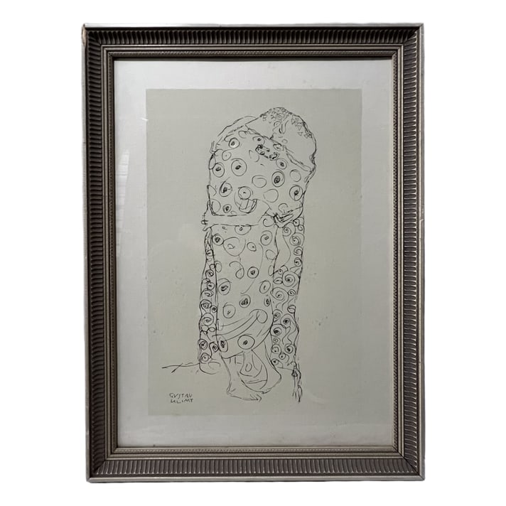 Gustav Klimt | "Standing Couple Embracing (Study for The Kiss)" | Reproduction (1 of 3)