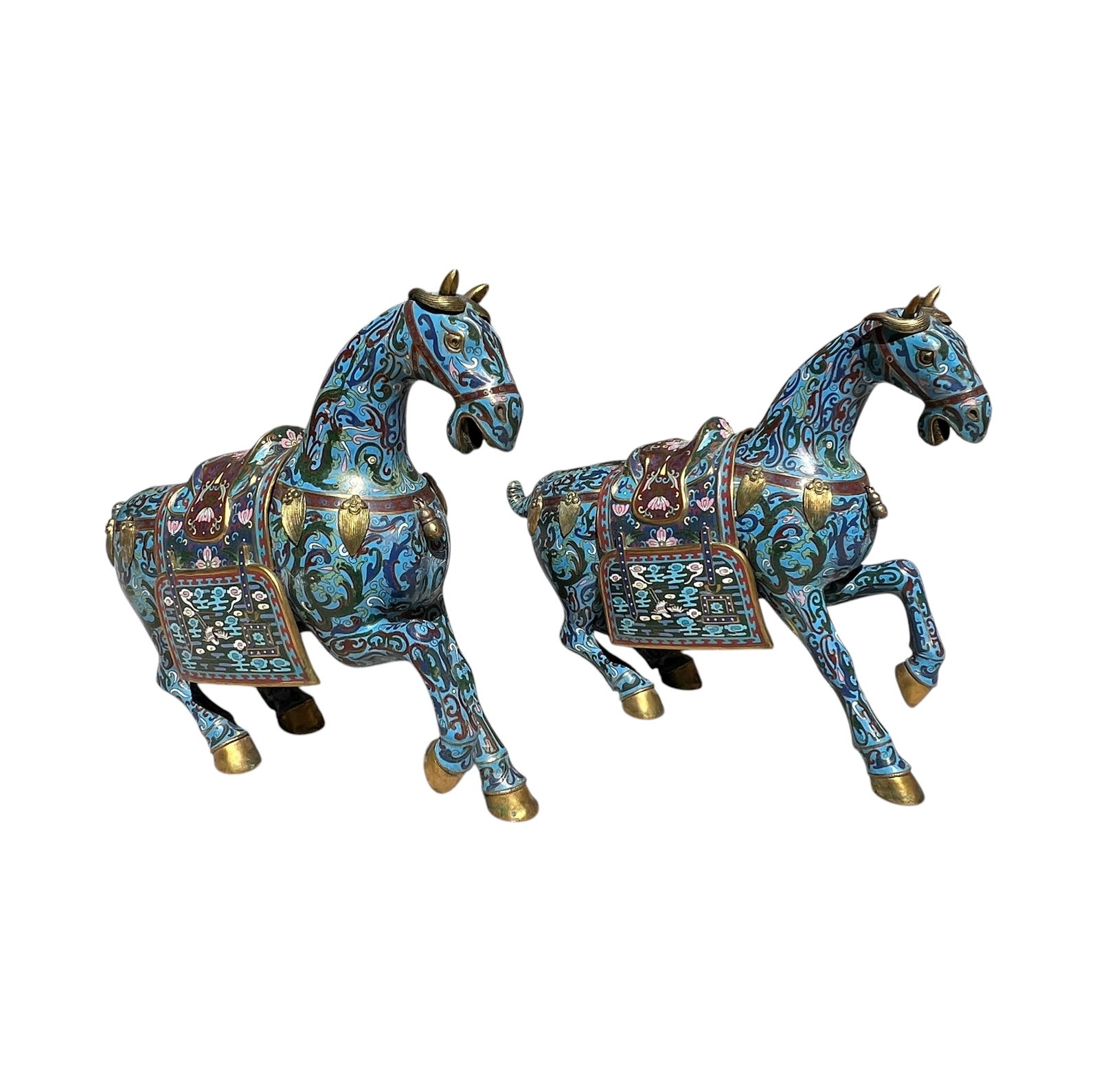 Cloisonné Horses w Saddles,19th Century Enameled (1 of 8)