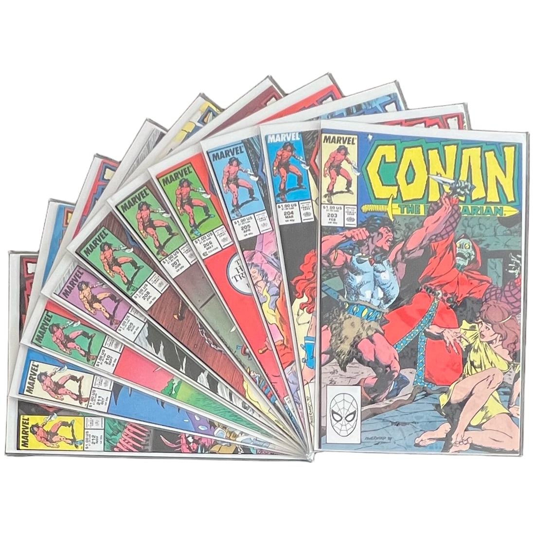 "Conan the Barbarian" #203-212 Lot of 10 (Marvel Comics) [Raw Ungraded]: "Conan the Barbarian" #203-212 Lot of 10 (Marvel Comics) [Raw Ungraded] This ten-issue lot consists of a continuous run of Marvel Comics' Conan the Barbarian, covering