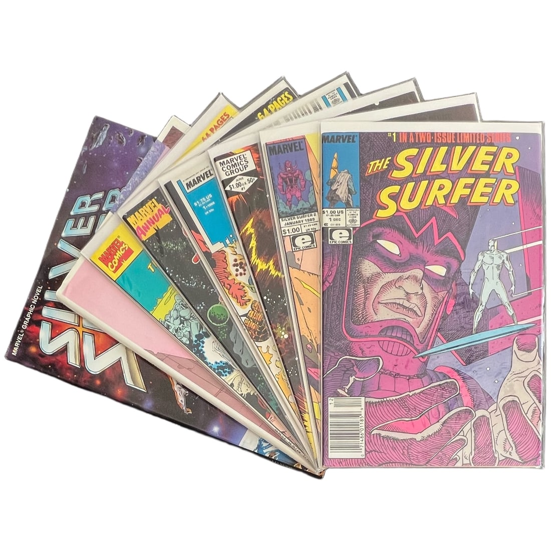 "Silver Surfer" Mixed Run, Annuals & Hardcover Graphic Novels Lot of 8 (Marvel / Epic Comics) [Raw (1 of 12)