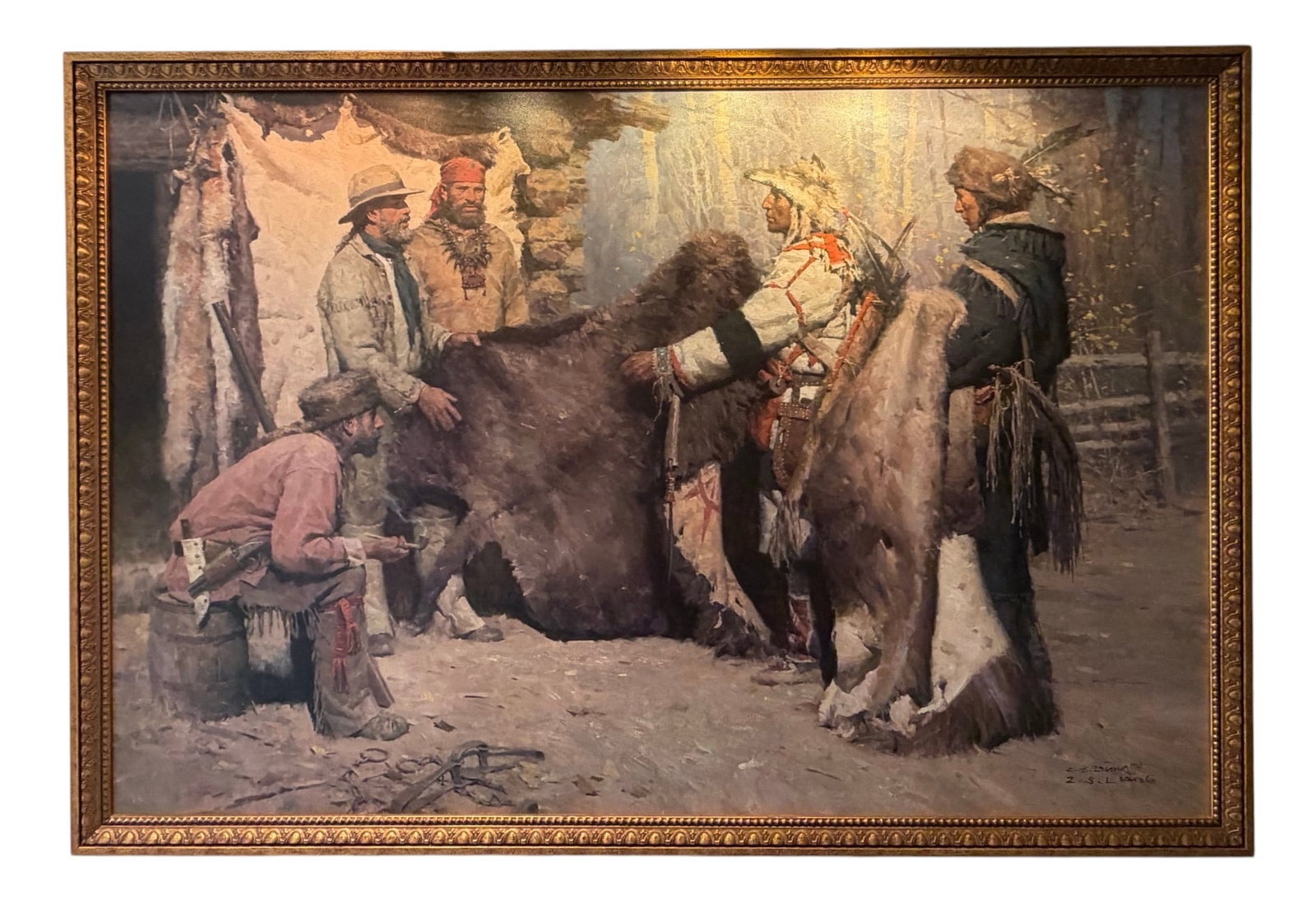 Z.S. Liang: "Painted Robe for Powder & Ball" Signed 1/1 Printer's Proof Canvas: Z.S. Liang: "Painted Robe for Powder & Ball, Musselshell Valley, Montana, 1840" Fine Art Giclée Canvas A fine art giclée canvas by artist Z.S. Liang titled