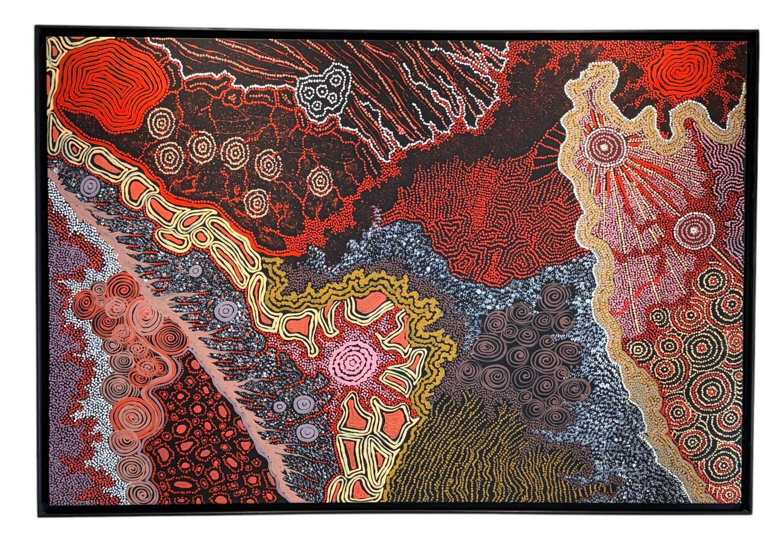 Gabriella Possum Nungarrayi: "My Grandmother's Country" Acrylic (2003): Gabriella Possum Nungarrayi: "My Grandmother's Country" Acrylic on Canvas An acrylic on canvas painting by artist Gabriella Possum Nungarrayi titled "My Gr