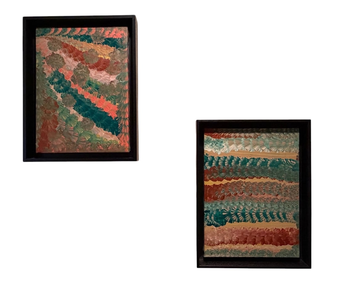 Emily Kame Kngwarreye: "Untitled" (Pair of Framed Acrylics) (1 of 7)