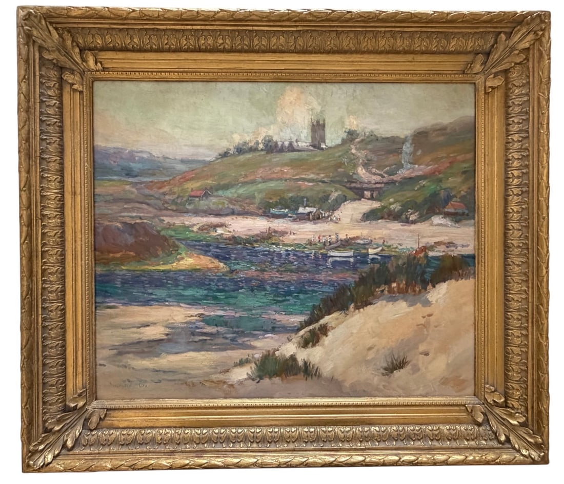 Garstin Cox: "The Estuary Lelant" Cornish Impressionist Oil on Board (1 of 3)