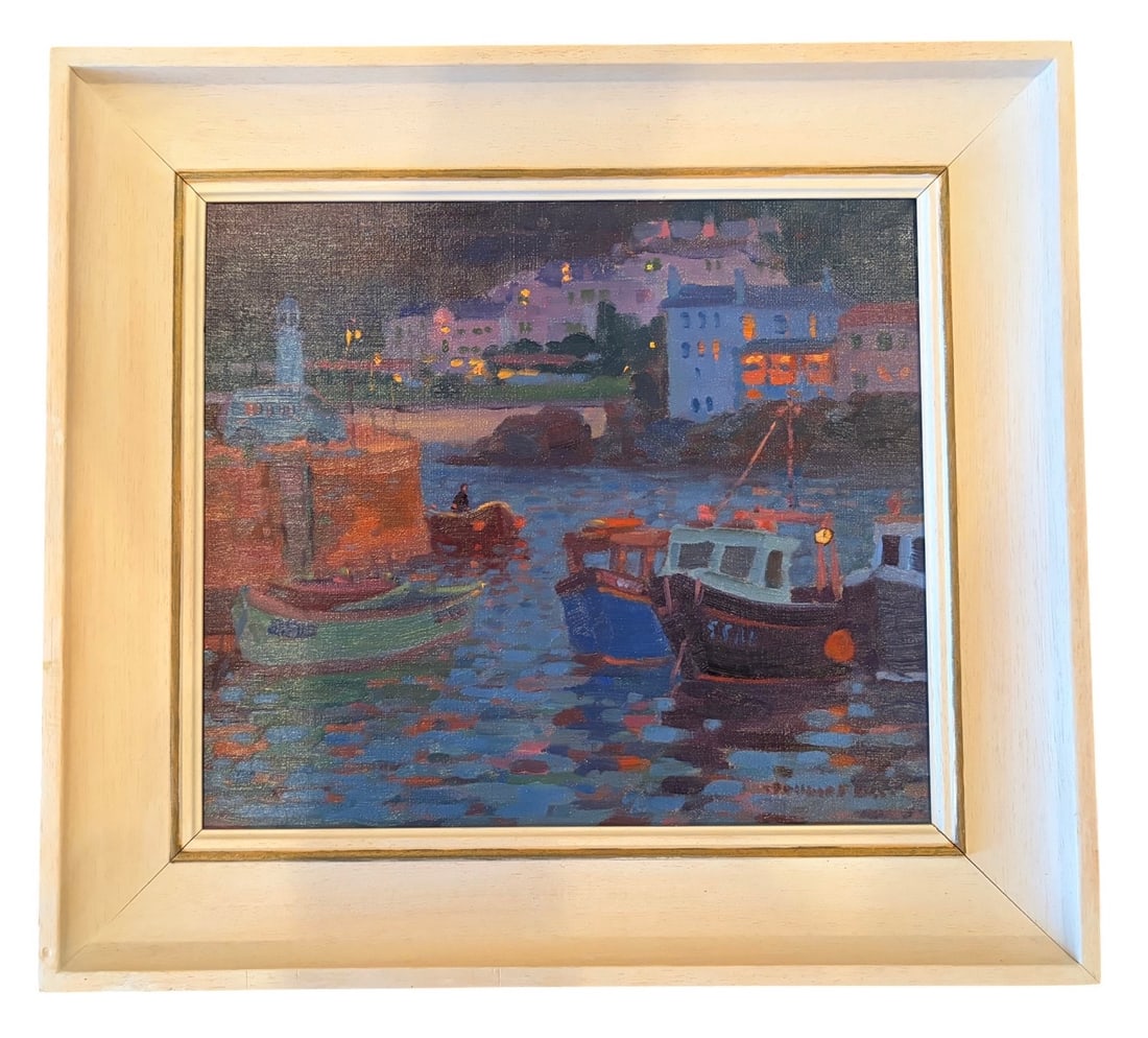 Garstin Cox: "Cornish Harbor Nocturne" Atmospheric Maritime Study (1 of 4)