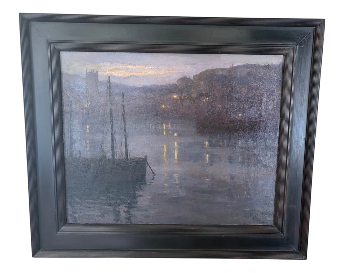 Gwendoline M. Hopton: "St. Ives Harbour – Evening" Atmospheric Tonalist Nocturne (1 of 4)