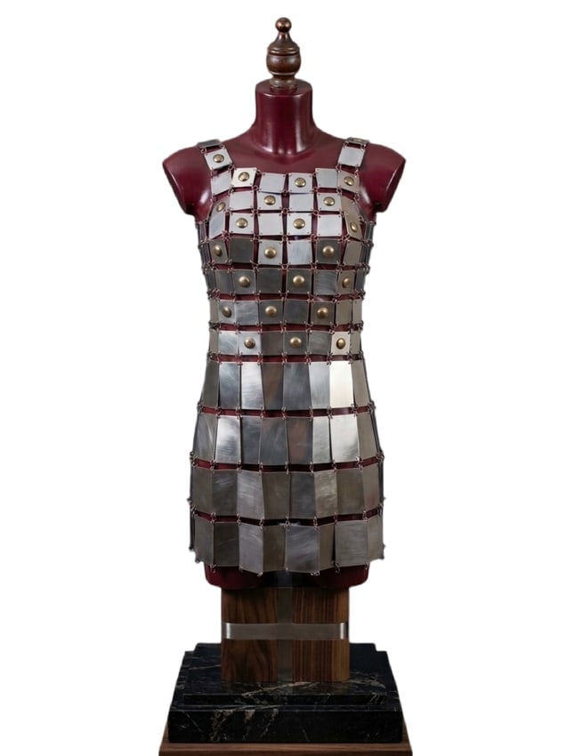 Paco Rabanne: An Exceptional 1967 Linked Aluminum "Armour" Dress featuring Iconic "Space Age" Style: Paco Rabanne 1967 "Armour" Cocktail Dress An extraordinary archival masterpiece by Paco Rabanne, circa 1967. This avant-garde piece embodies the designer's rev
