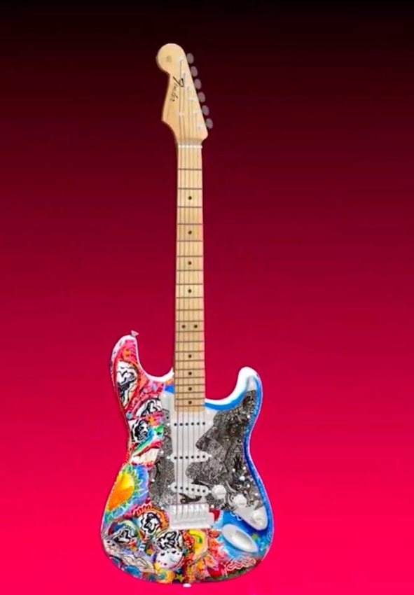 FEWOCiOUS x Two Feet: "CryptoCaster" Hand-Painted Custom Fender Stratocaster (1/1 Physical Masterpie: FEWOCiOUS x Two Feet: "CryptoCaster" Hand-Painted Custom Fender Stratocaster (1/1 Physical Masterpiece), 2021 Offered here is the crown jewel of the historic February 2021 coll