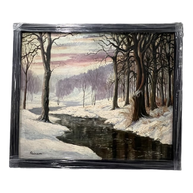 Friedrich Reimann | Untitled | Oil on Canvas: Description: An oil on canvas painting by Friedrich Reimann. This piece is professionally framed and ready for display. Artist: Friedrich Reimann Title: Untitled Dimensions: Art: 30" H x 36" W; Frame: