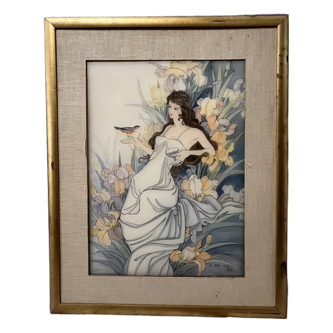 Chuan-Day Yu | Untitled | Traditional Chinese Brush Painting on Silk: Description: A traditional Chinese brush painting on silk by Chuan-Day Yu. This piece is professionally framed and ready for display. Artist: Chuan-Day Yu Title: Untitled Dimensions: Art: 24" H x 18" 