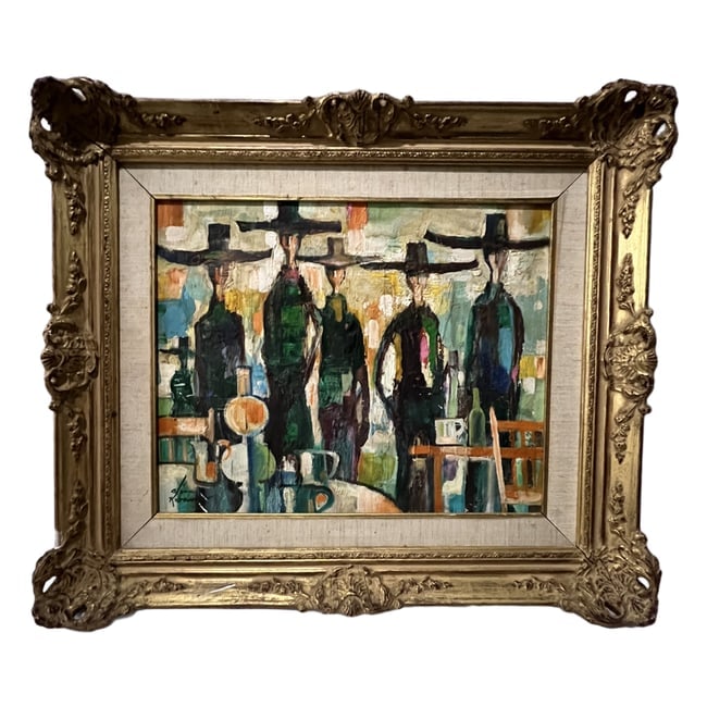 Oliver R. | Abstract | Oil on Canvas: Description: An oil on canvas artwork signed Oliver R. This piece features a highly unique abstract style and is currently undergoing further research regarding its specific attribution and provenance