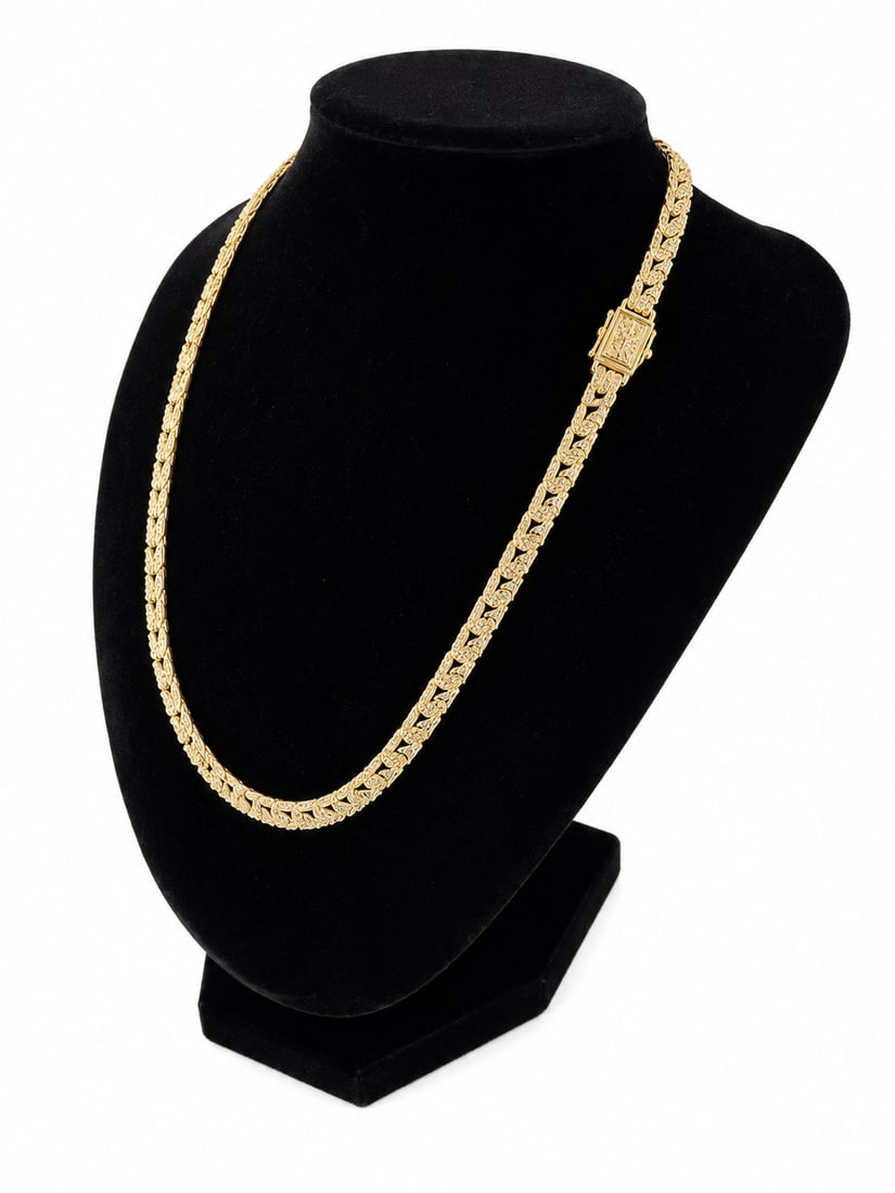 Byzanite Style Link Necklace: Byzantine-style link necklace with a detailed woven link pattern and decorative clasp.Ships from Newport Beach, CA Proceeds go to Hoag Hospital Charitable Foundation