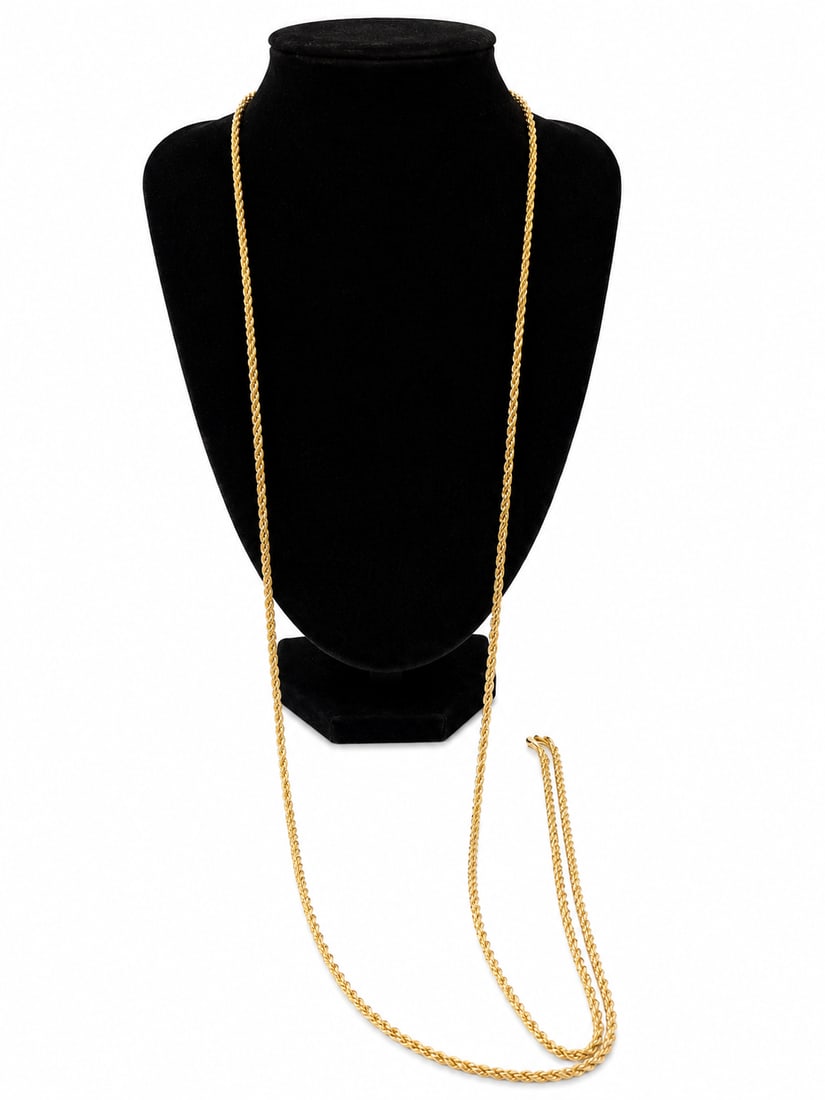 Long Rope Chain Necklace: Rope chain necklace featuring a classic twisted link design with a polished gold-tone finish. Ships from Newport Beach, CA. Proceeds go to Hoag Hospital Charitable Foundation
