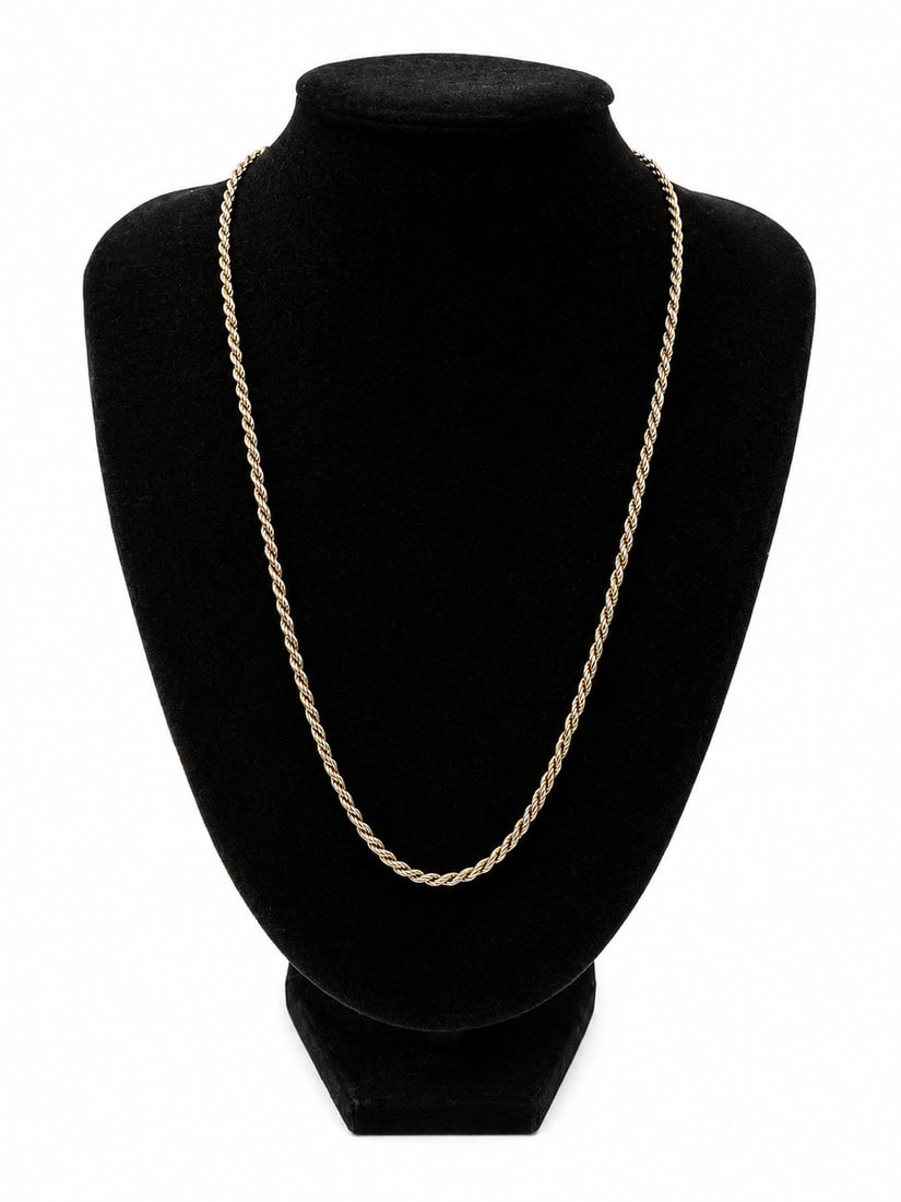 Gold-Tone Rope Chain Necklace: Gold-tone rope chain necklace with a twisted link design and secure clasp closure. Ships from Newport Beach, CA. Proceeds go to Hoag Hospital Charitable Foundation
