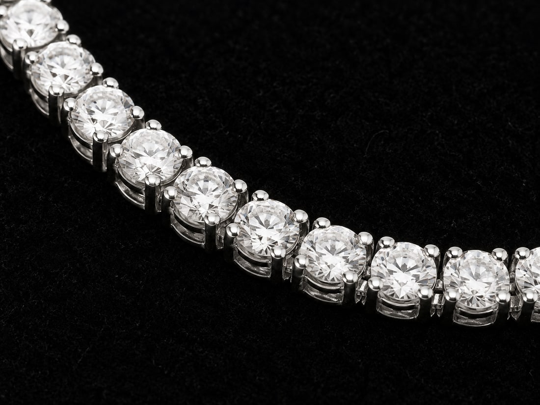Diamond Platinum Tennis Necklace Natural Diamonds Tennis Necklace - 4