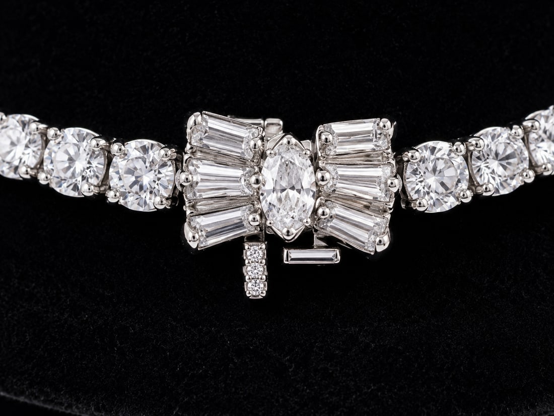 Diamond Platinum Tennis Necklace Natural Diamonds Tennis Necklace - 5