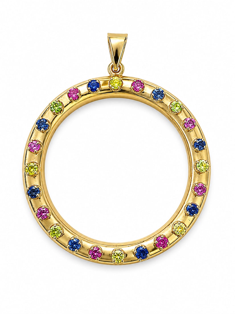 14K Gold Colored Gemstone Stone Pendant (1 of 1)