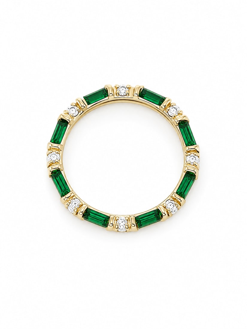 Gold Green Stone & Clear Stone Ring (1 of 1)