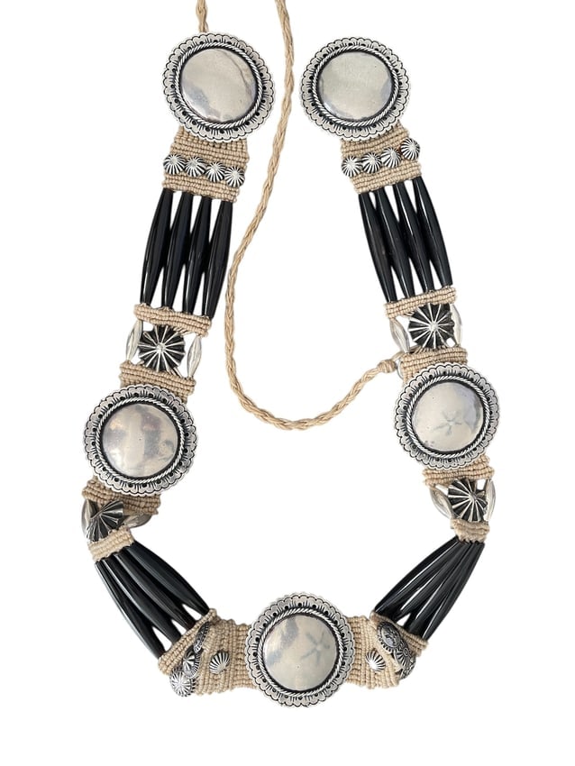 Silver Bridle Concho Belt Handmade Santa Fe Mary and Doug Hancock: Mary and Doug Hancock silver handcrafted mummy belt.Silver bridal Concho belt. Handcrafted in Santa Fe, New Mexico.Comes with Certificate of title/ Item ships from Newport Beach, California.