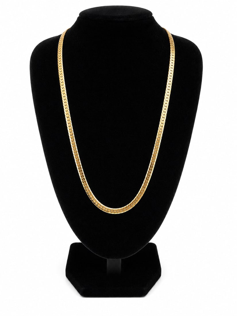 Gold Curb Chain Necklace (1 of 2)