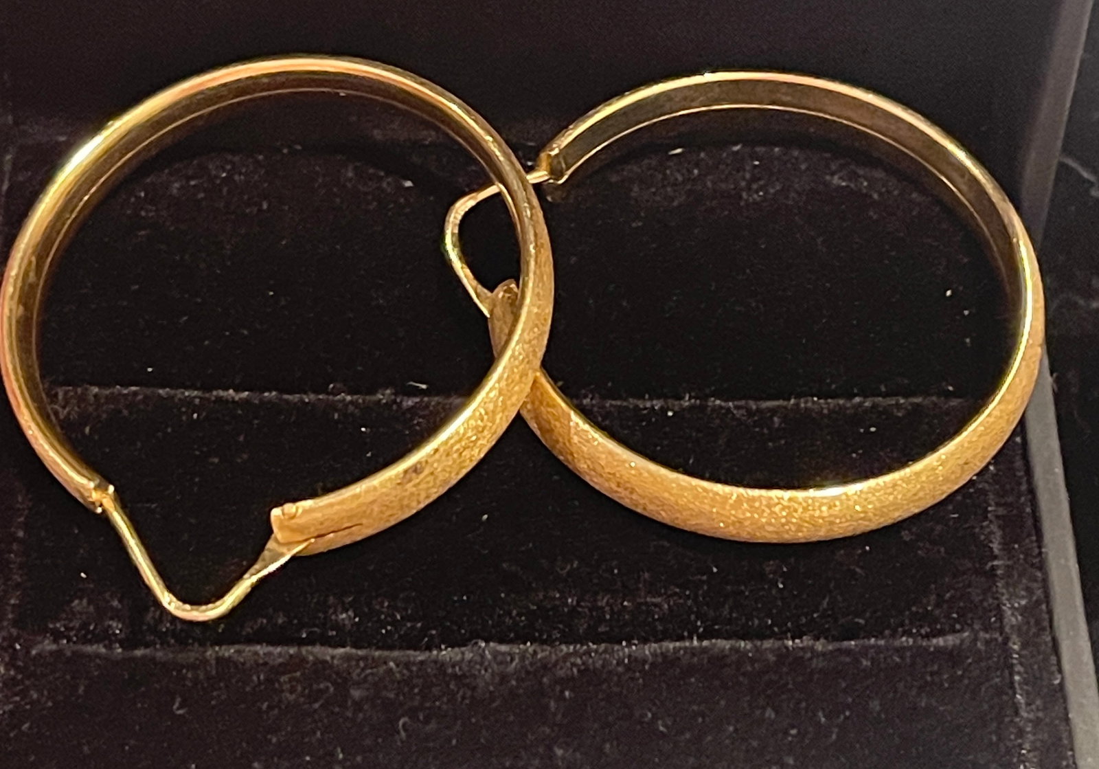 14k Gold Hoops Earrings Brushed Gold (1 of 3)