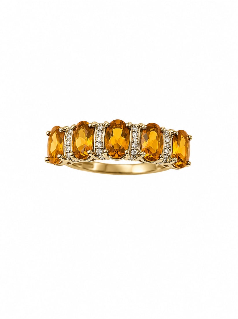 Citrine & Crystal 925 Gold Ring (1 of 2)