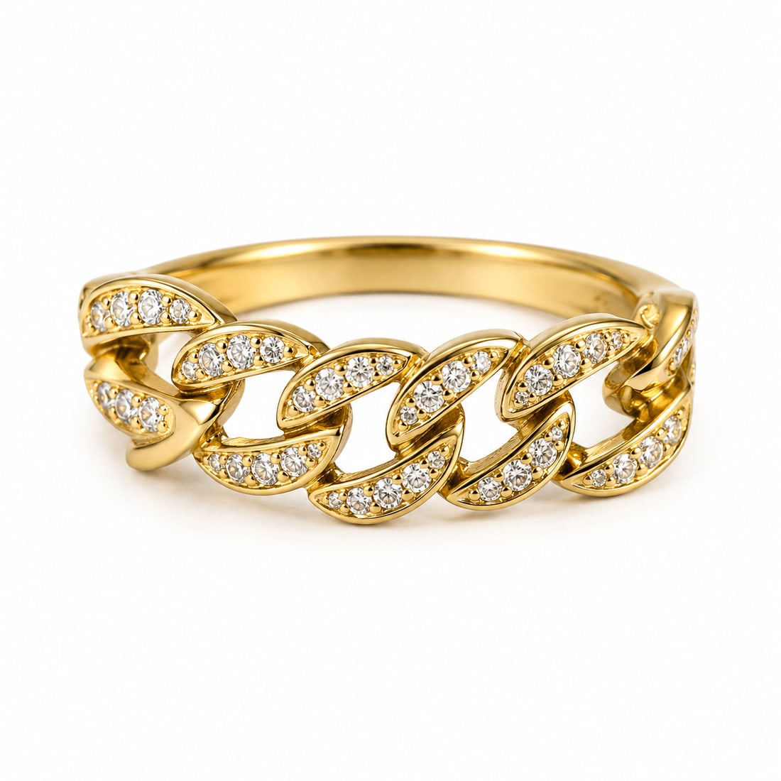 Flexible Cuban Chain Link Crystal Gold Ring (1 of 2)