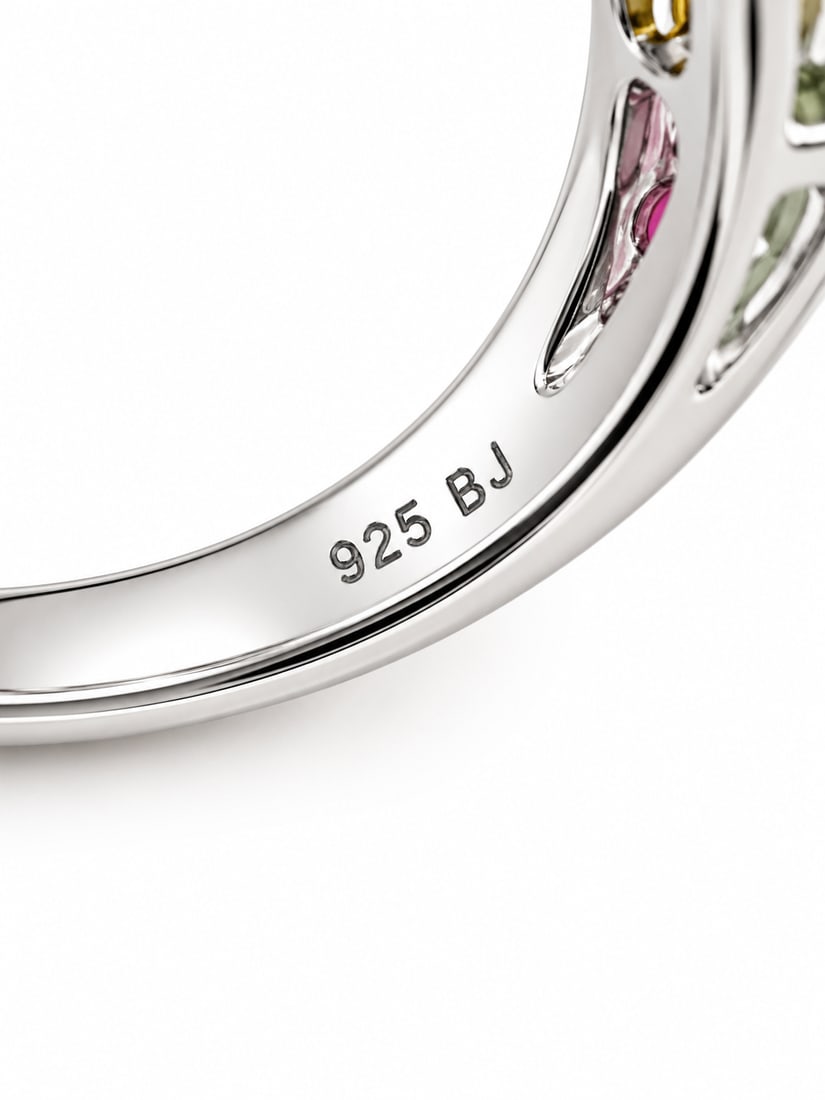 Sterling Silver Multicolor Gemstone Crossover Statement Ring - 2