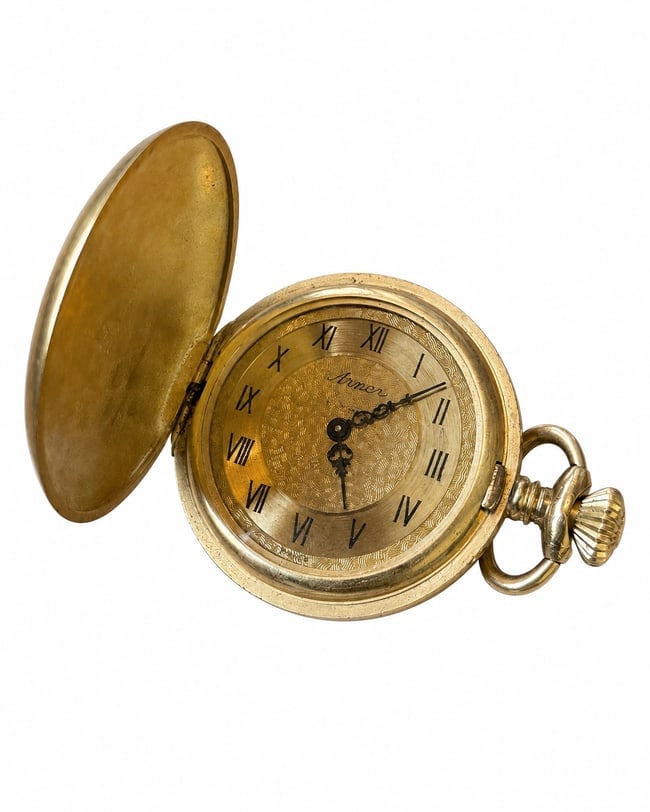 Golden Floral Engraved Pocket Watch
