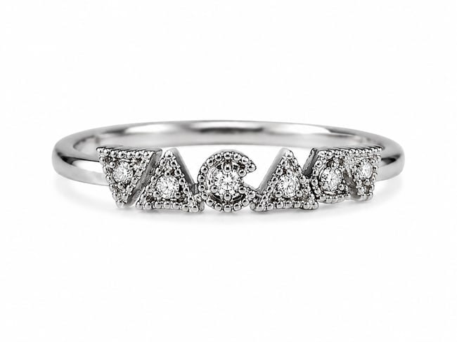 Sterling Silver Geometric Ring with Cubic Zirconia Accents