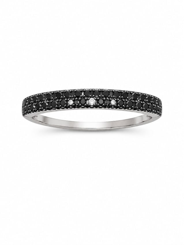 Sterling Ring with Black & Clear Cubic Zirconia Accents (1 of 2)