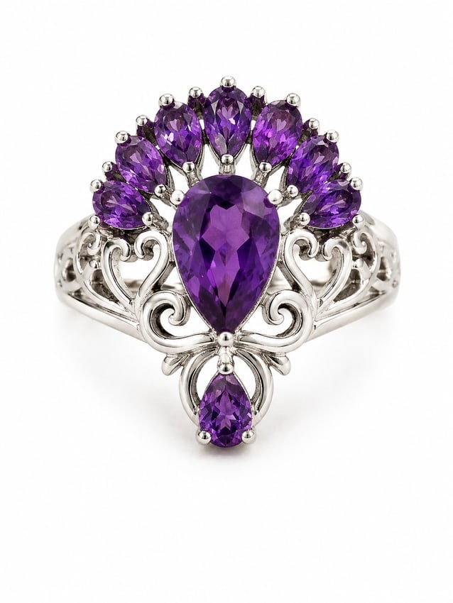 Sterling Amethyst Multi-Stone Ring