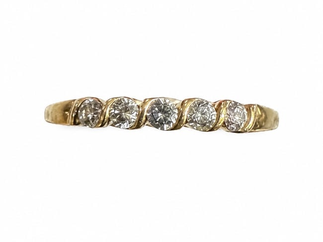 Five-Stone White Gemstone Gold Band Ring