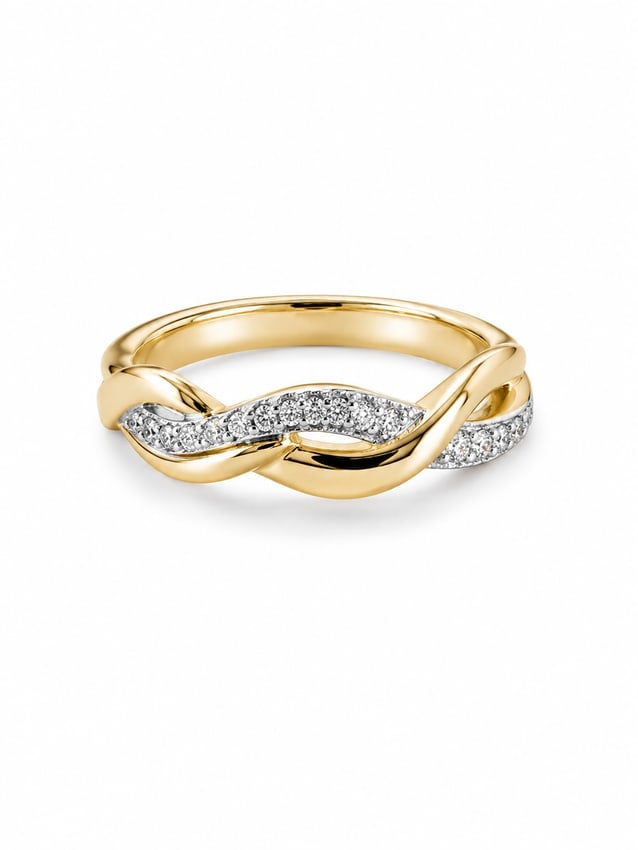 Diamond CZ Infinity Twist Gold Ring