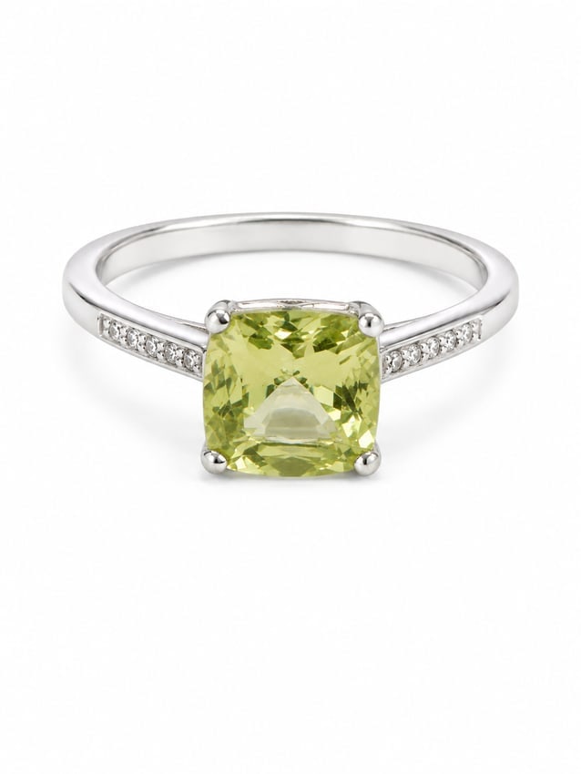 Peridot & White Crystal Sterling Silver Ring (1 of 2)