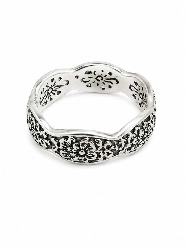 Sterling Floral Engraved Wide Band Ring (1 of 2)