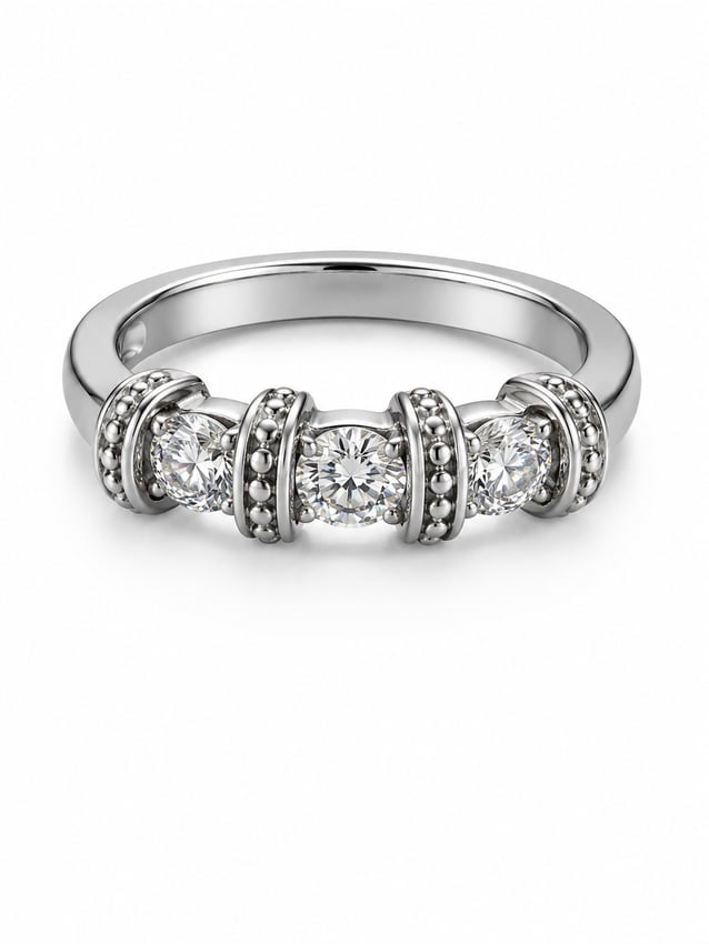 Three-Stone CZ 925 Sterling Silver Band Ring (1 of 2)