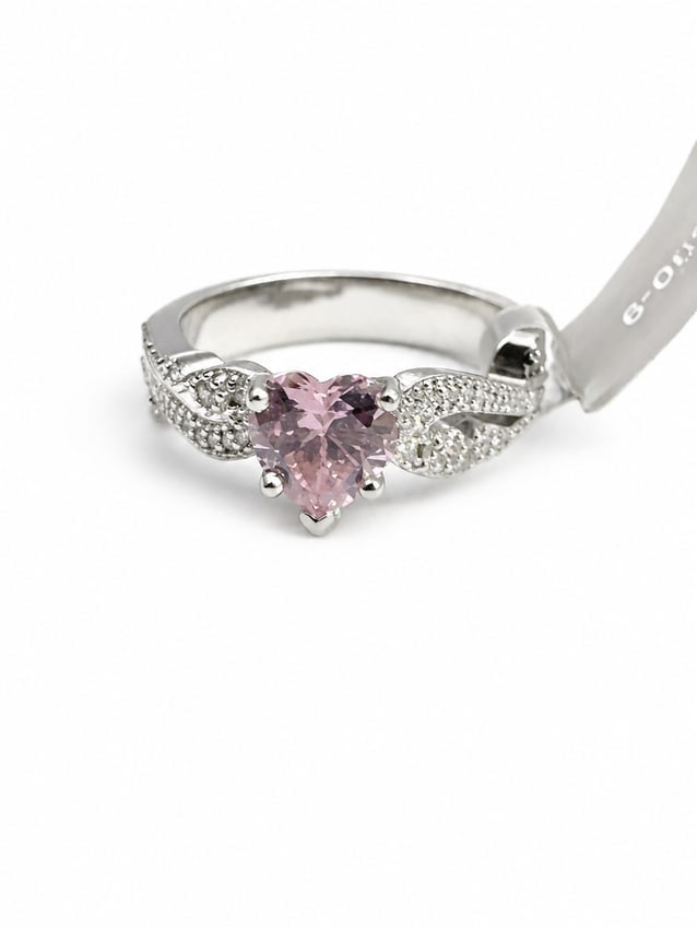 Pink Heart Morganite 925 Sterling Silver Ring (1 of 2)