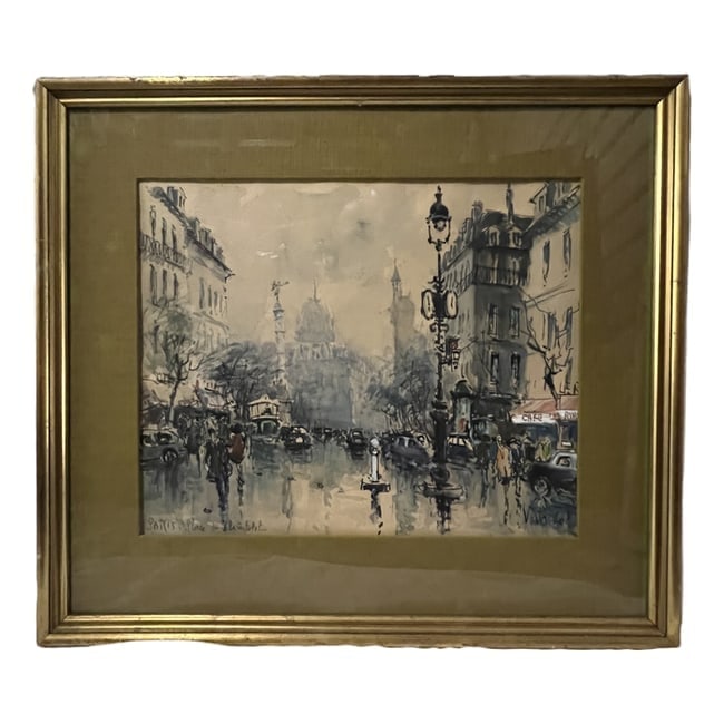 Van Lod | PARIS : Place du Châtelet | Original Oil on Canvas: Description: A painting by Van Lod, titled "PARIS : Place du Châtelet." This piece is professionally framed and ready for display. Artist: Van Lod Title: PARIS : Place du Châtelet Dimensions: Art: