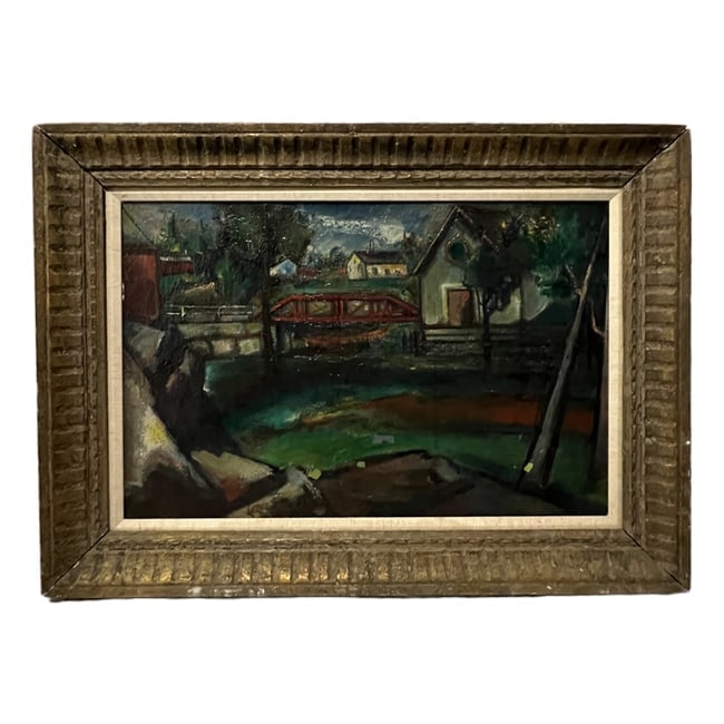 Jean Liberte | Untitled | Original Oil on Canvas: Description: An oil painting by Jean Liberte. Please note there are visible cracks and chips in the paint. This piece is professionally framed and ready for display. Artist: Jean Liberte Title: