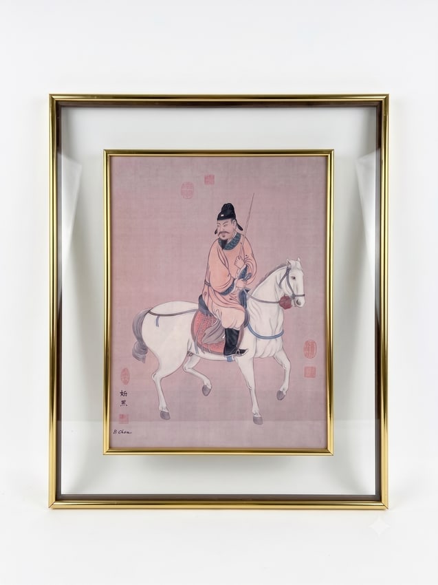 B. Chan | Neotraditional Portrait | Watercolor on Paper: Description: A watercolor on paper artwork by B. Chan, a neo-traditional portrait of a woman. Please note that the frame is damaged and separated. This piece is professionally framed and ready for dis