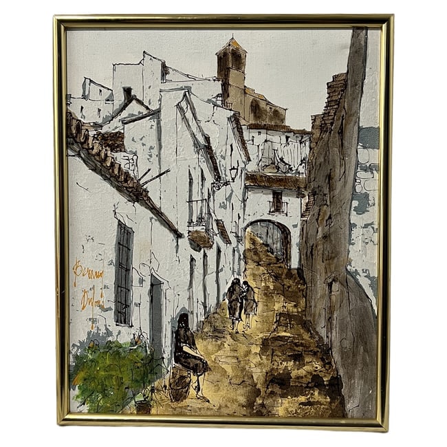 Bernard Dufour | "Mediterranean Street Scene" | Oil on Canvas (1 of 2)